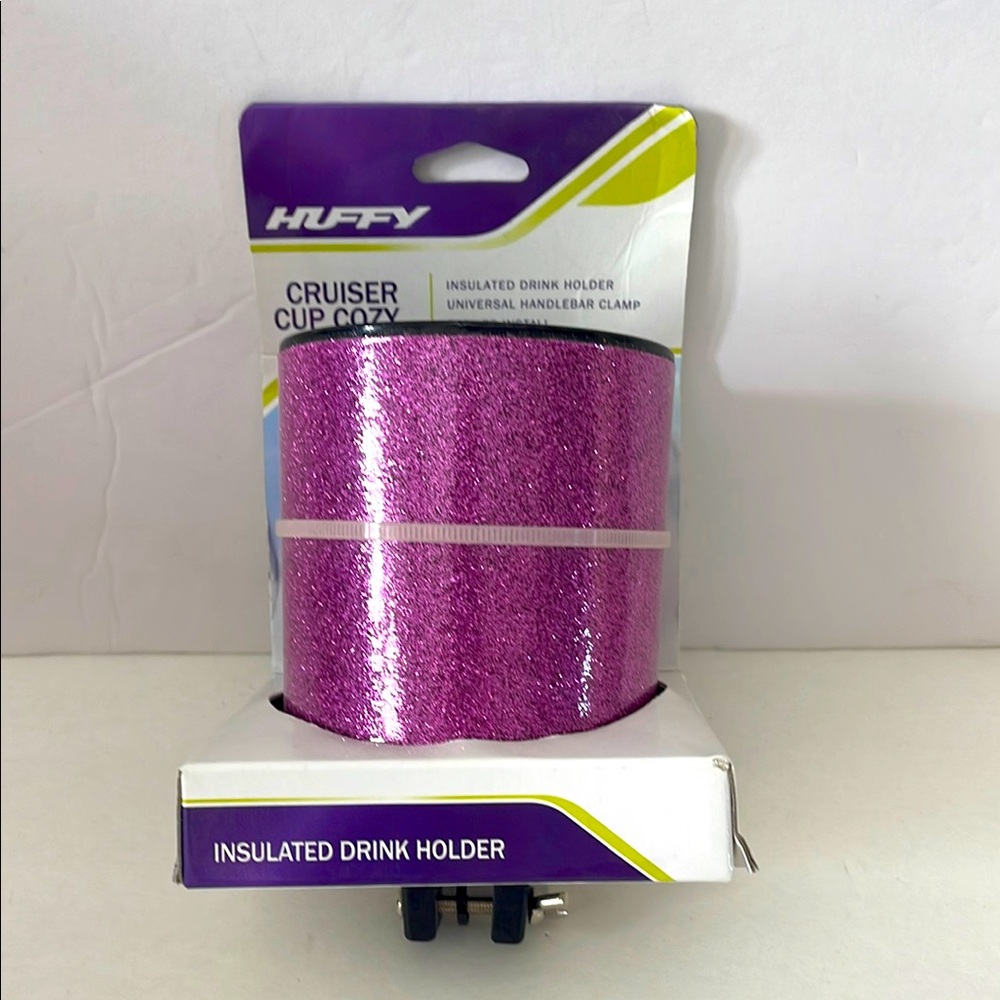 HUFFY Pink sparkle glitter Bicycle Cruiser insulated Cup Cozy